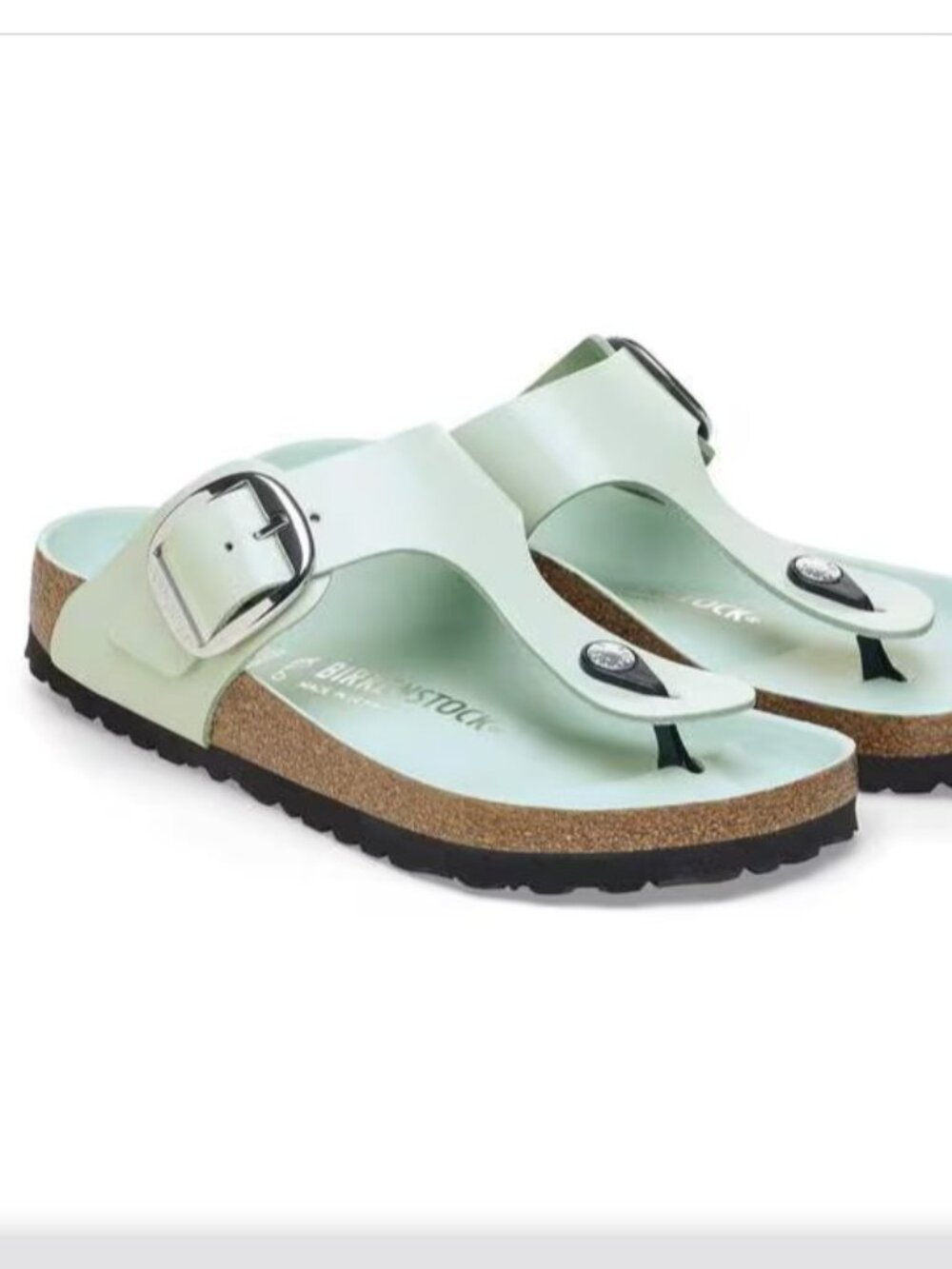 Birkenstock Gizeh Big Buckle Sandals High Shine Surf Mint Green Blue Silver 36